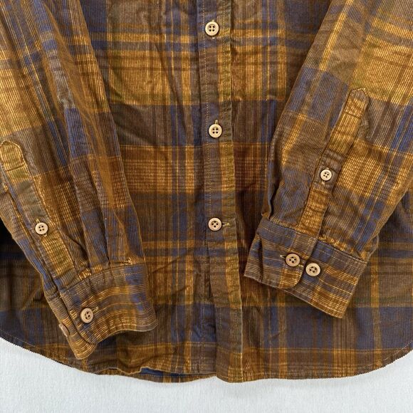Territory Ahead Shirt Men Medium Button Corduroy Rust Brown Plaid Western Cowboy - Picture 3 of 9